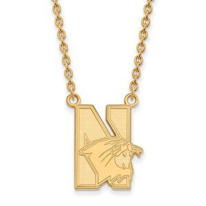 14k Gold Plated Silver Northwestern U Large Pendant Necklace